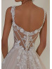 Beaded Lace Glitter Tulle Sheer Back Classic Wedding Dress